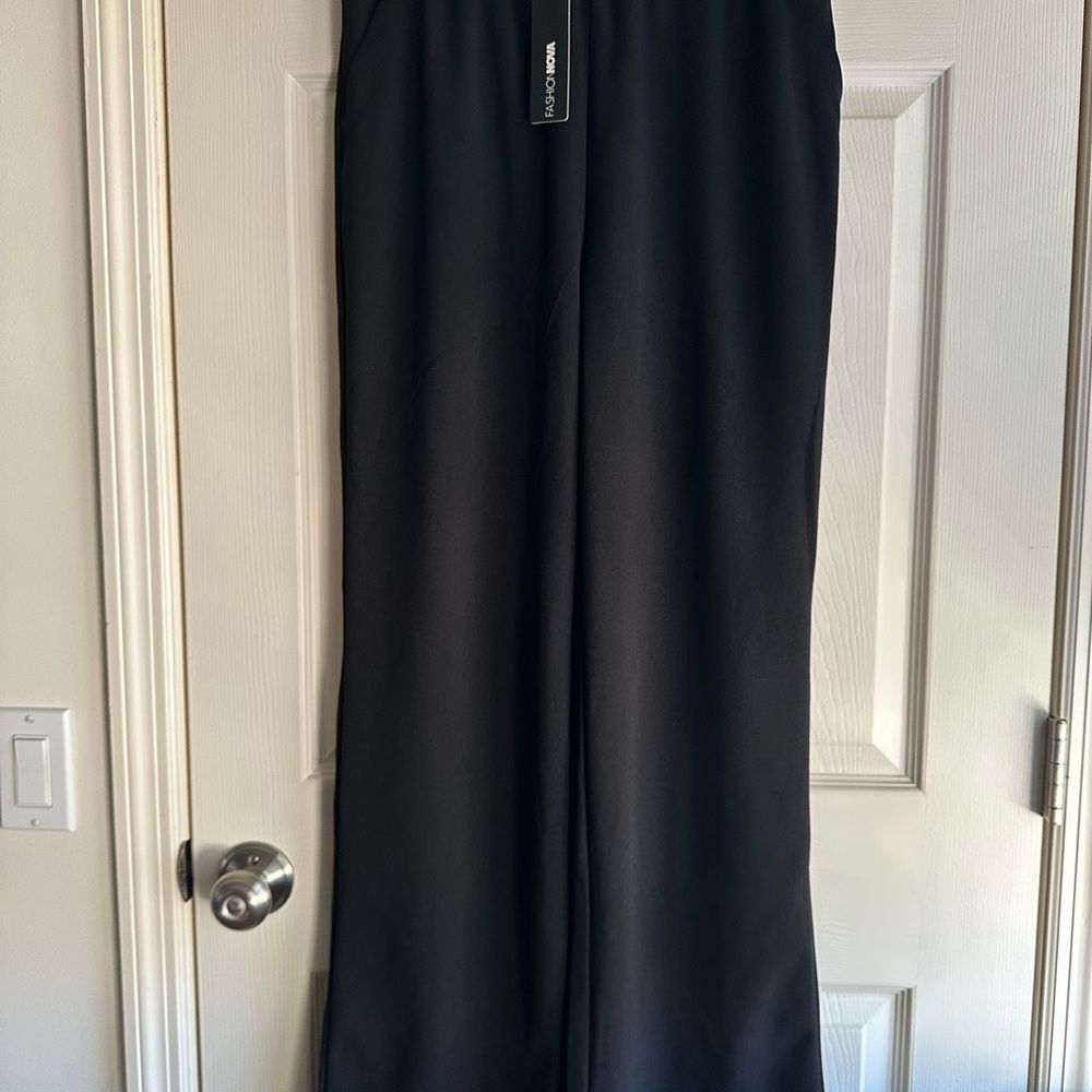 Fashion Nova Elegant Black Wide-Leg Pants